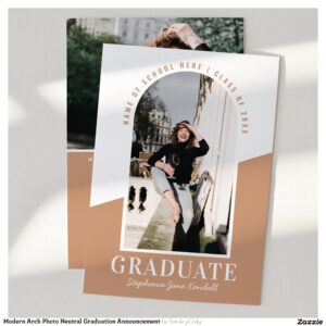 Modern Arch Photo Neutral Graduation Announcement