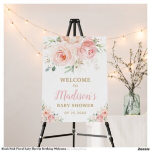 Blush Pink Floral Baby Shower Birthday Welcome Foam Board