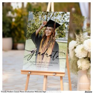 Trendy Modern Casual Photo Graduation Welcome Sign