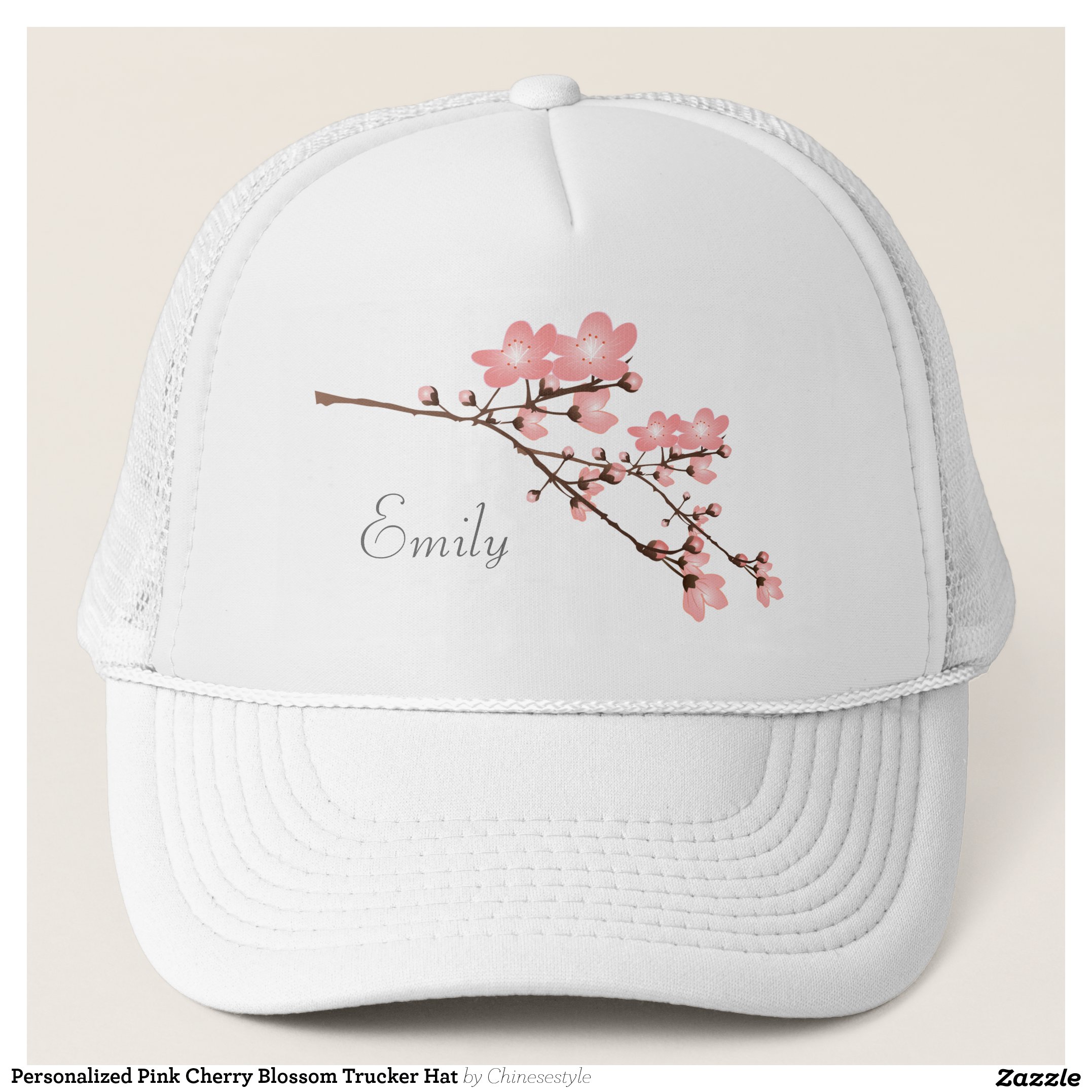 Personalized Pink Cherry Blossom Trucker Hat