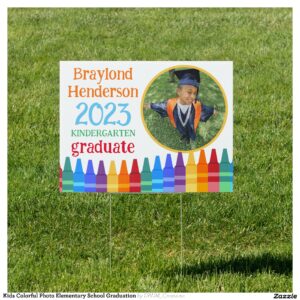 Kids Colorful Photo Elementary School Graduation Sign