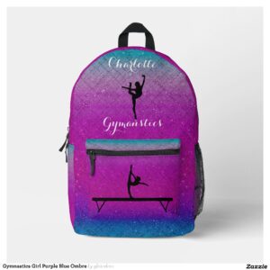 Gymnastics Girl Purple Blue Ombre Printed Backpack
