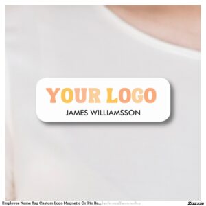 Employee Name Tag Custom Logo Magnetic Or Pin Back