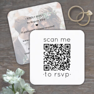 100 Pack QR RSVP Wedding Website Photo Enclosure Square Business Card