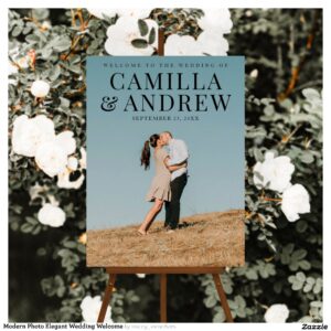 Modern Photo Elegant Wedding Welcome Foam Board