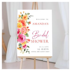 Bright Flowers Floral Citrus Bridal Shower WELCOME Foam Board
