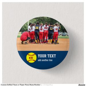Custom Softball Team or Player Photo Name Number Button