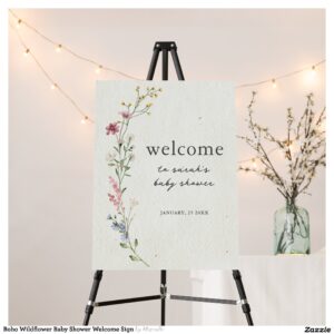 Boho Wildflower Baby Shower Welcome Sign