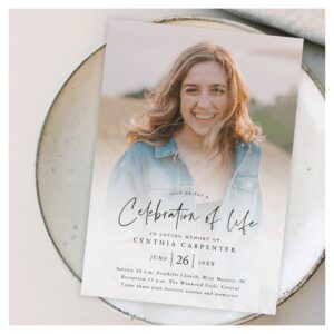 Modern Celebration of Life Memorial Funeral Invitation