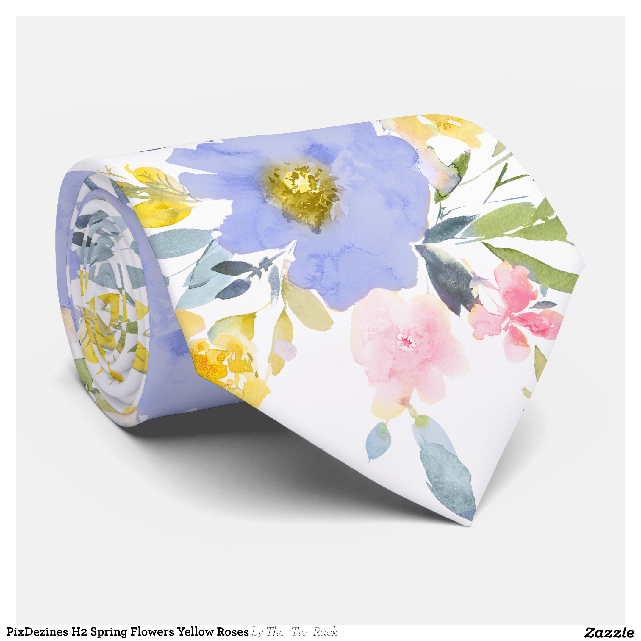 PixDezines H2 Spring Flowers Yellow Roses Neck Tie