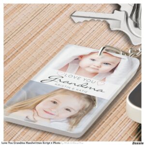 Love You Grandma Handwritten Script 2 Photo Keychain