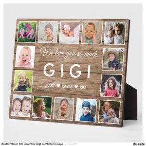 Rustic Wood We Love You Gigi 14 Photo Collage Plaque