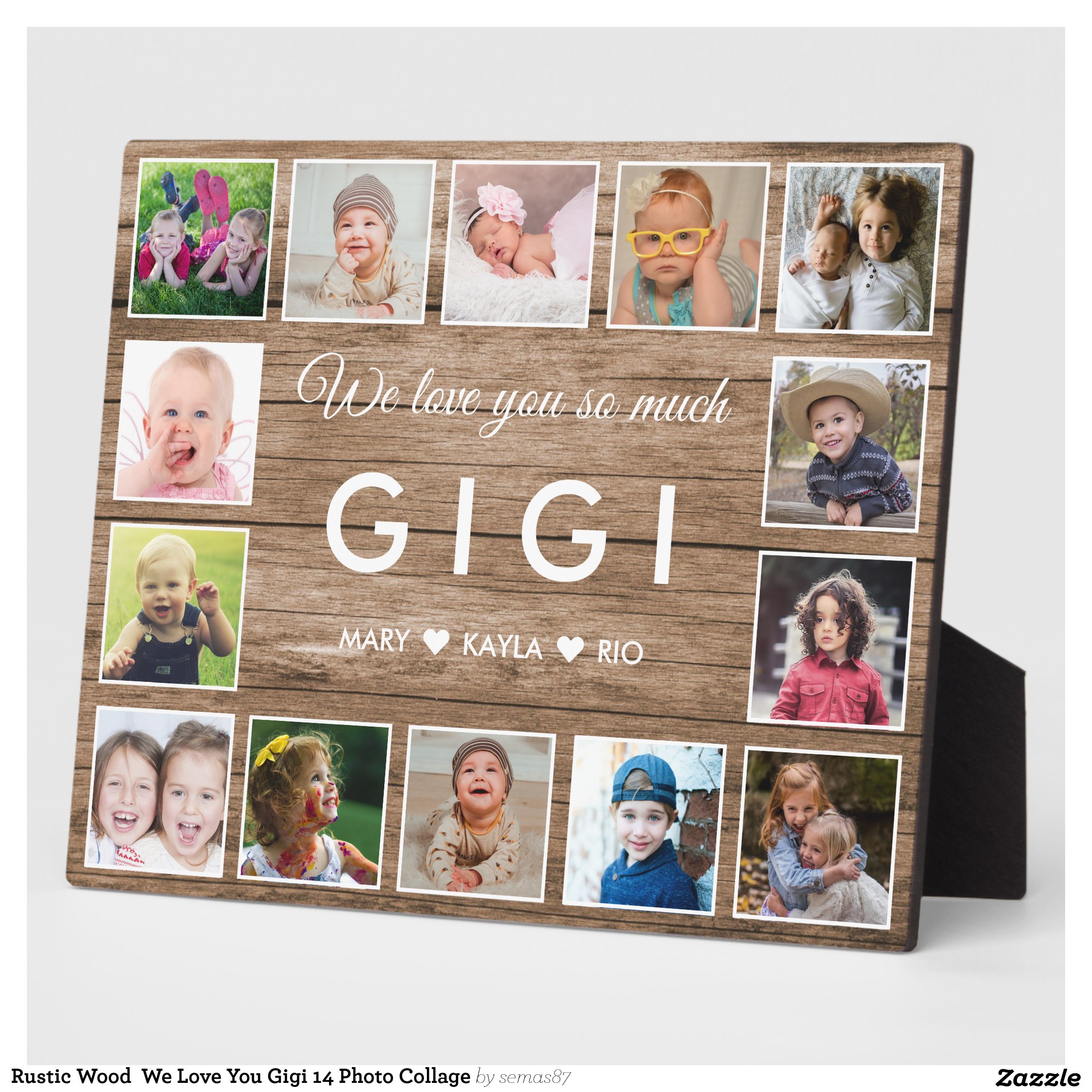 Rustic Wood We Love You Gigi 14 Photo Collage Plaque