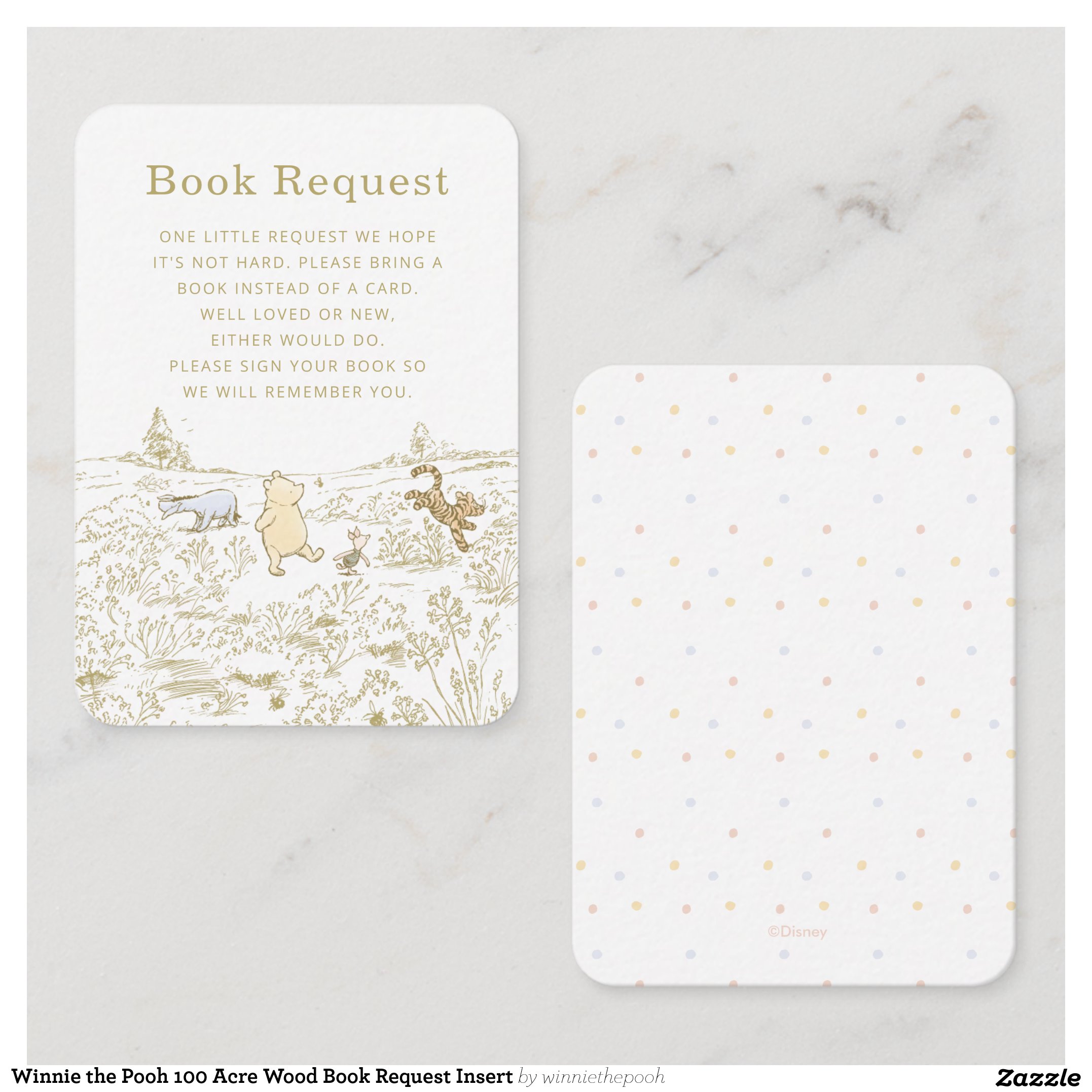 Winnie the Pooh 100 Acre Wood Book Request Insert