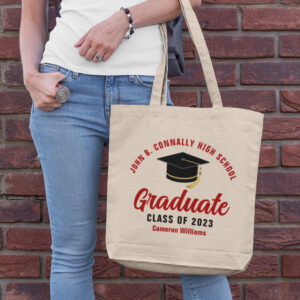 Red Graduate Personalized Class of 2024 Graduation Tote Bag