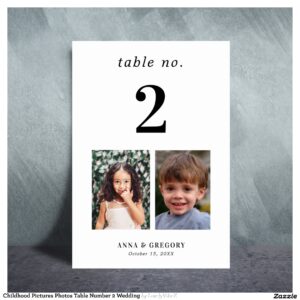 Childhood Pictures Photos Table Number 2 Wedding