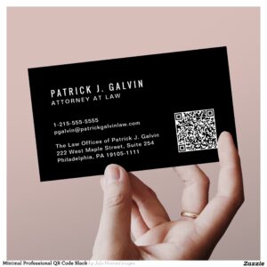 Minimal Professional QR Code Black Business Card