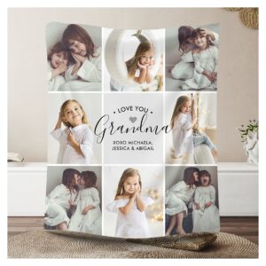 Grandma 8-Photo Custom Text Personalized Gift Fleece Blanket