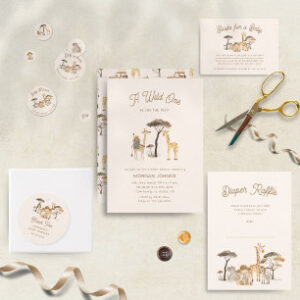 Wild Safari Animals Baby Shower Wishes for Baby Enclosure Card