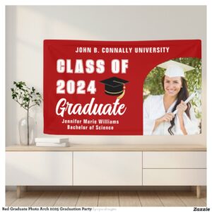 Red Graduate Photo Arch 2025 Graduation Party Banner