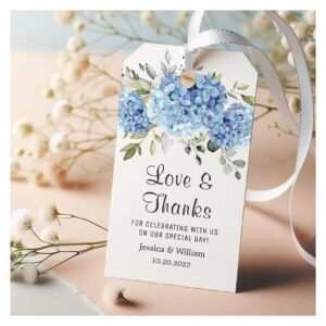 Elegant Eucalyptus Blue Hydrangea Favor Thank You Gift Tags