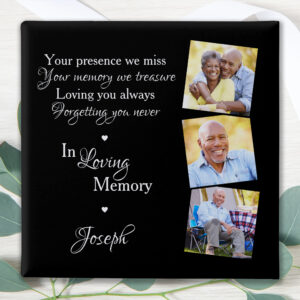 Custom 3 Photo In Loving Memory Funeral Memorial Button
