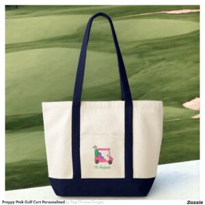 Preppy Golf Cart Pink Personalized Tote Bag