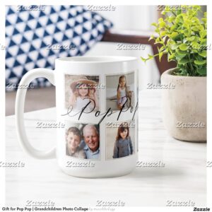 Gift for Pop Pop Grandchildren Photo Collage Coffee Mug