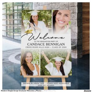 Modern Simple Script Graduate Welcome 4 Photos Foam Board