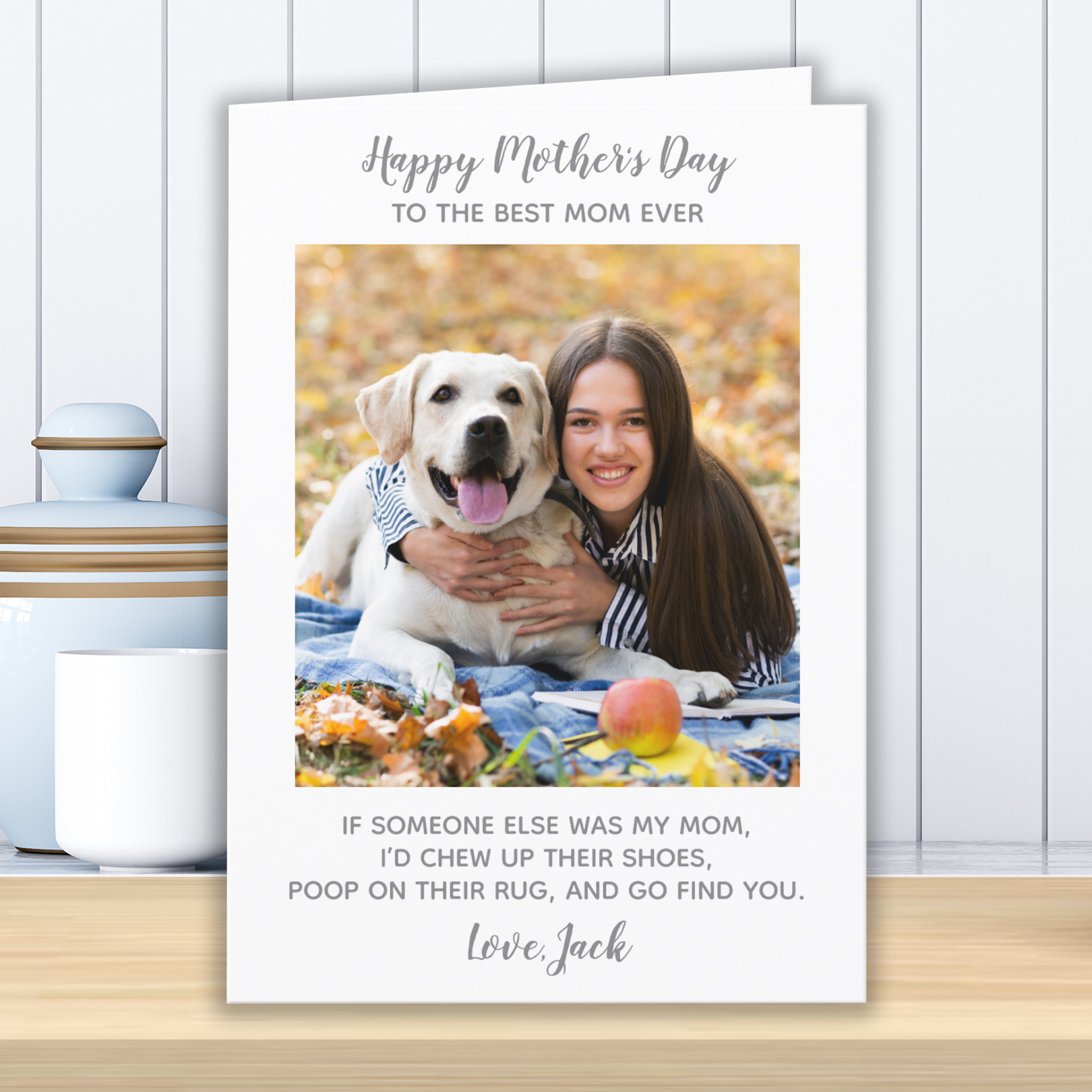 Personalized Pet Photo Dog Mom Mothers Day Holiday Card