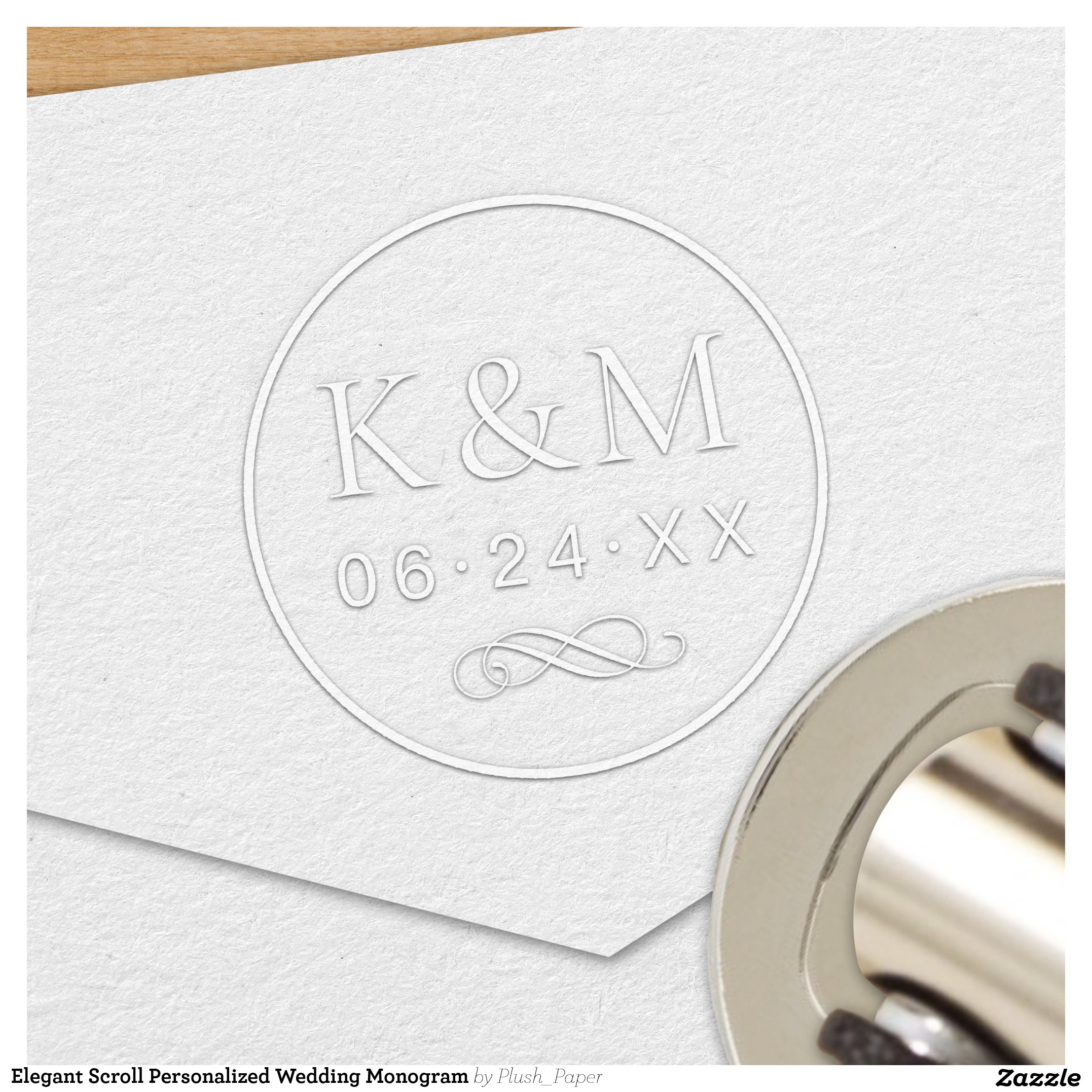 Elegant Scroll Personalized Wedding Monogram Embosser