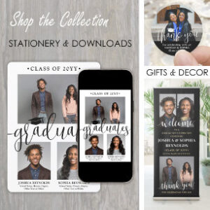 Double Graduation Two Graduates Photos Joint Party Invitation