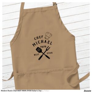 Modern Rustic Chef BEST PAPA EVER Father's Day Adult Apron