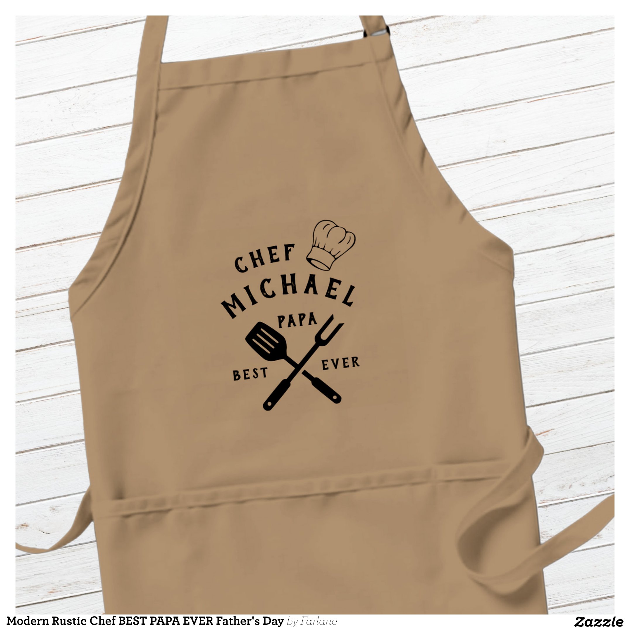 Modern Rustic Chef BEST PAPA EVER Father's Day Adult Apron