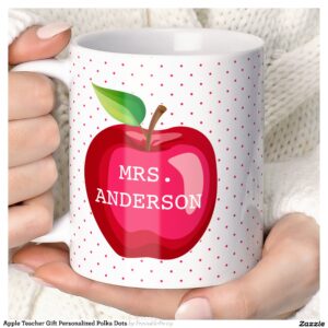 Apple Teacher Gift Personalized Polka Dots Coffee Mug