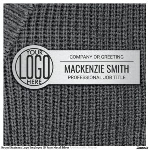 Round Business Logo Gray Color Plastic Employee Name Tag