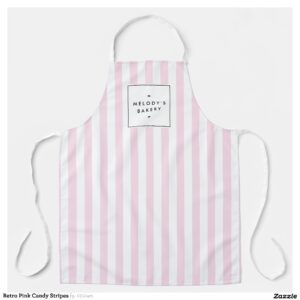 Retro Pink Candy Stripes Apron
