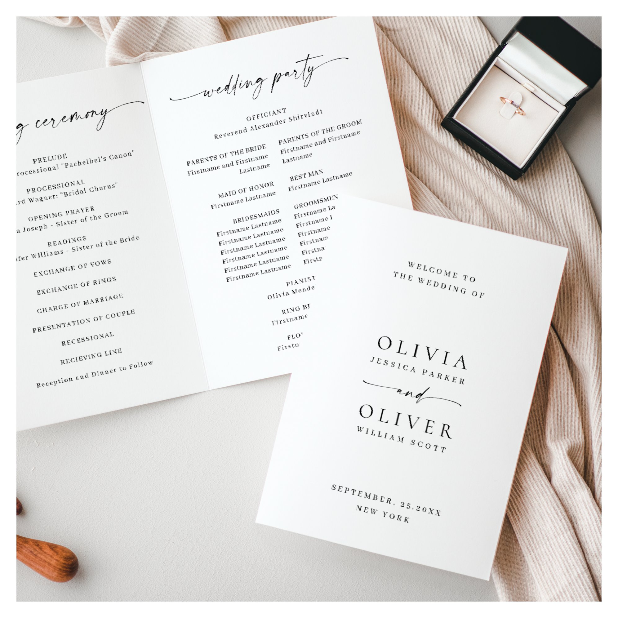 Simply Elegant Minimalist Wedding Ceremony Program