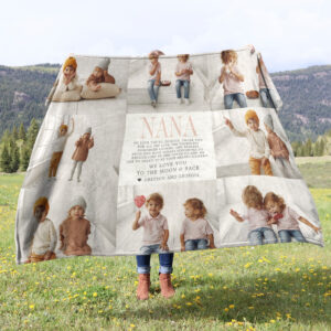 Love You Nana Custom Message Photo Collage Fleece Blanket