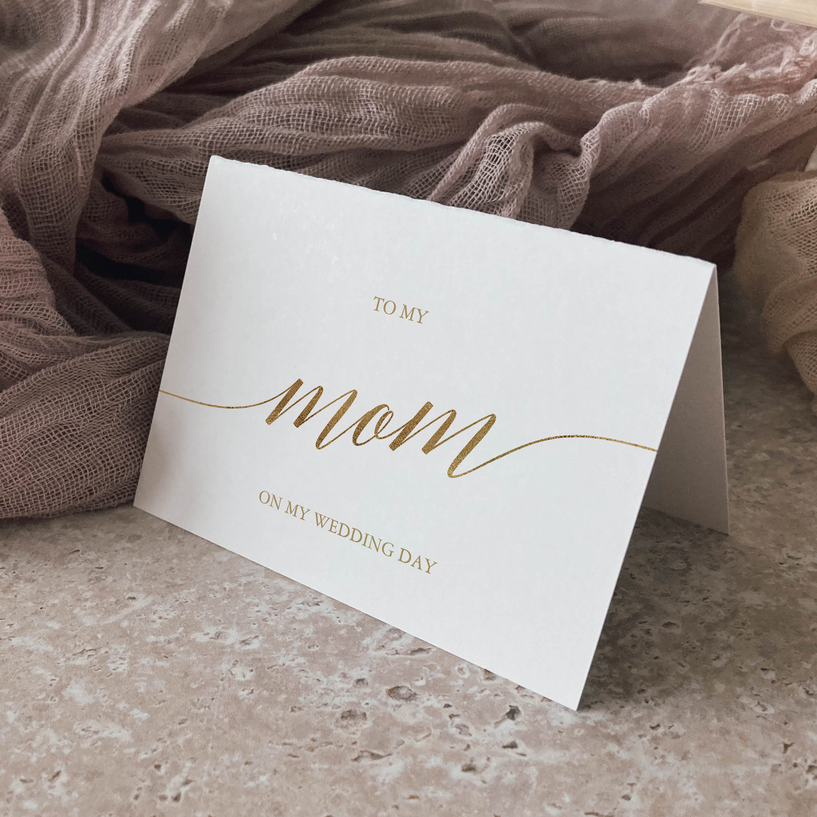 Elegant Gold Calligraphy To My Mom Wedding Card