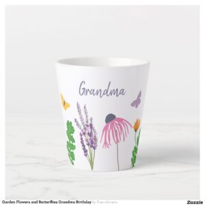 Garden Flowers and Butterflies Grandma Birthday Latte Mug