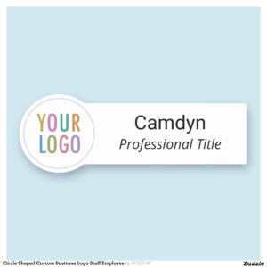 Circle Shaped Custom Business Logo Staff Employee Name Tag