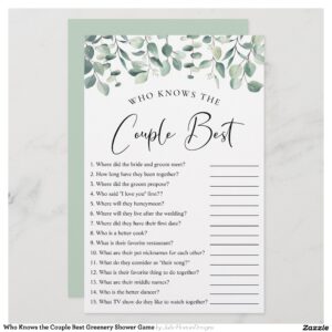 Who Knows the Couple Best Greenery Shower Game