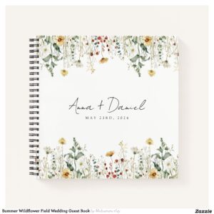 Summer Wildflower Field Wedding Guest Book