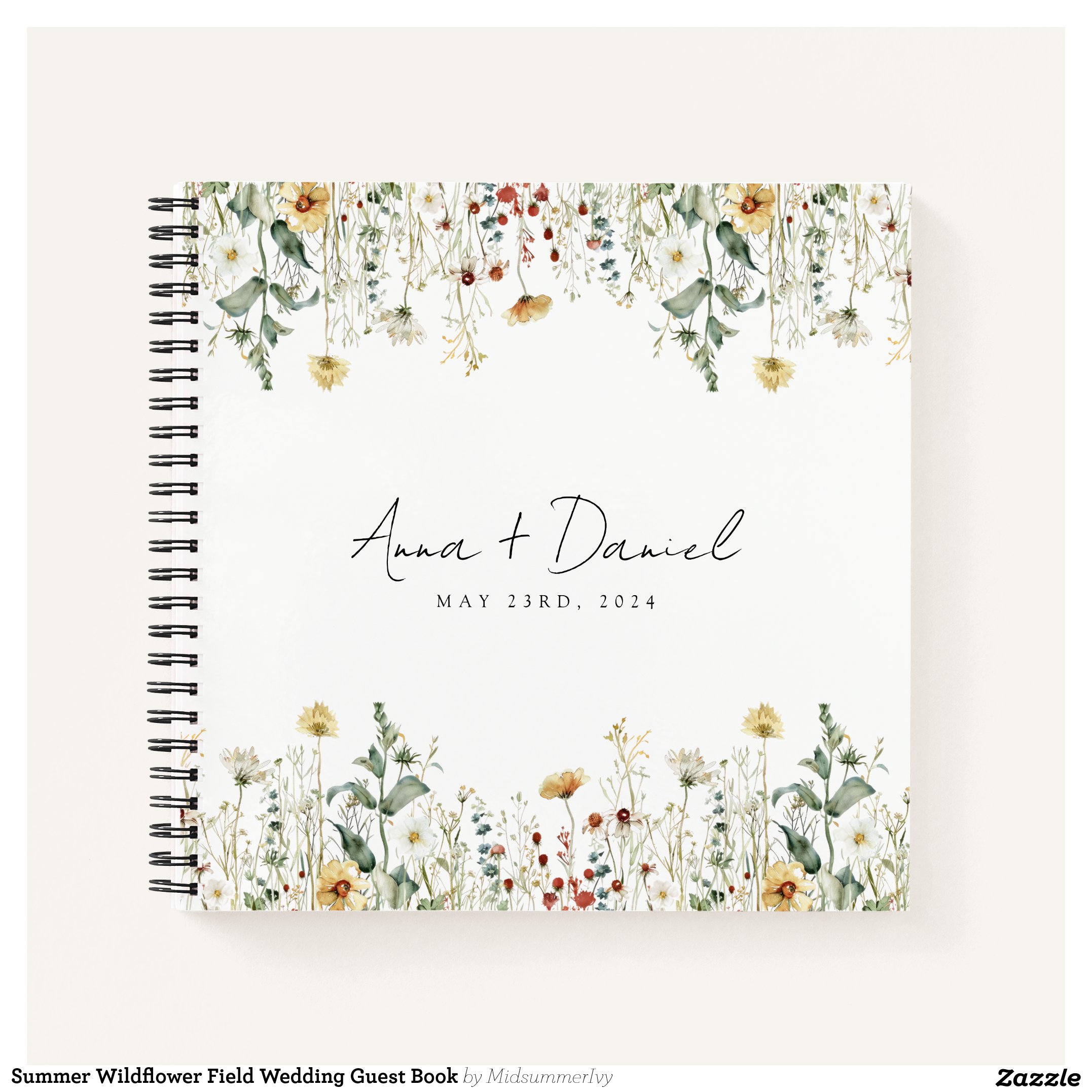 Summer Wildflower Field Wedding Guest Book