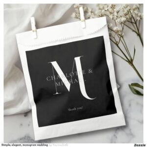 Simple, elegant, monogram wedding favor bag