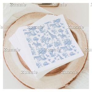 Toile de Jouy Safari animals blue Baby shower Napkins