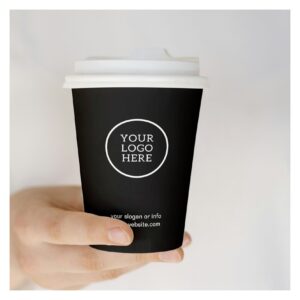 Stylish Black Minimalist Business Logo Corporate Paper Cups