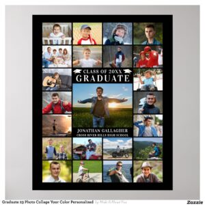 Graduate 23 Photo Collage Your Color Personalized Poster