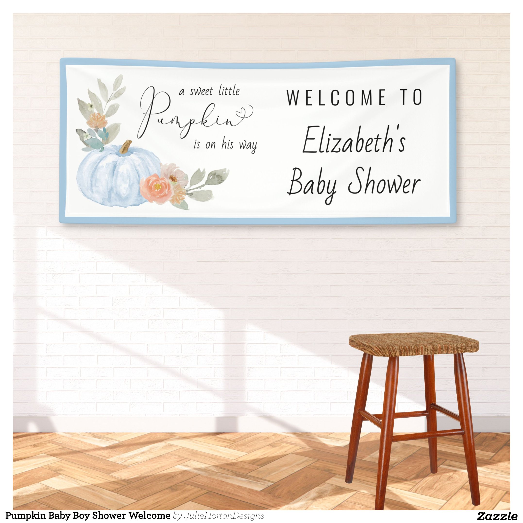 Pumpkin Baby Boy Shower Welcome Banner